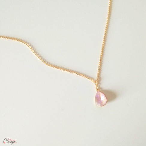 Collier de mariée minimaliste goutte cristal Swarovski "Isélis" - Bijou mariage bohème personnalisable