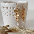 Boucles mariee fleurs et perle goutte "Bella"