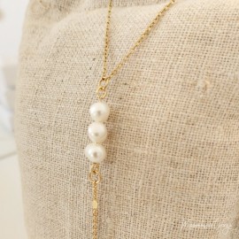 Collier mariée  forme Y perles eau douce "Pluie d'été" - Bijou mariage 