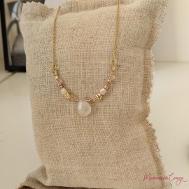 Collier pierre fine quartz rose  - Bijou précieux