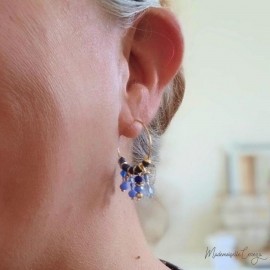 Boucles d'oreille bohèmes pampilles bleues - Bijou précieux