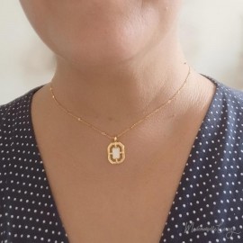 Collier pendentif blanc et or art déco - Bijou précieux 