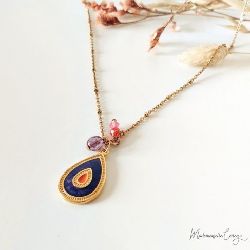 Collier gris-gris pendentif violet - Bijou précieux 