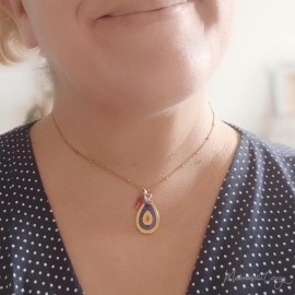 Collier gris-gris pendentif violet - Bijou précieux 