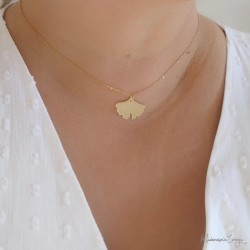 Collier pendentif gingko - Bijou précieux 