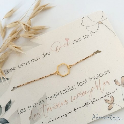 Demande témoin mariage soeur Cadeau bracelet & carte - bijou mariage Melle Cereza